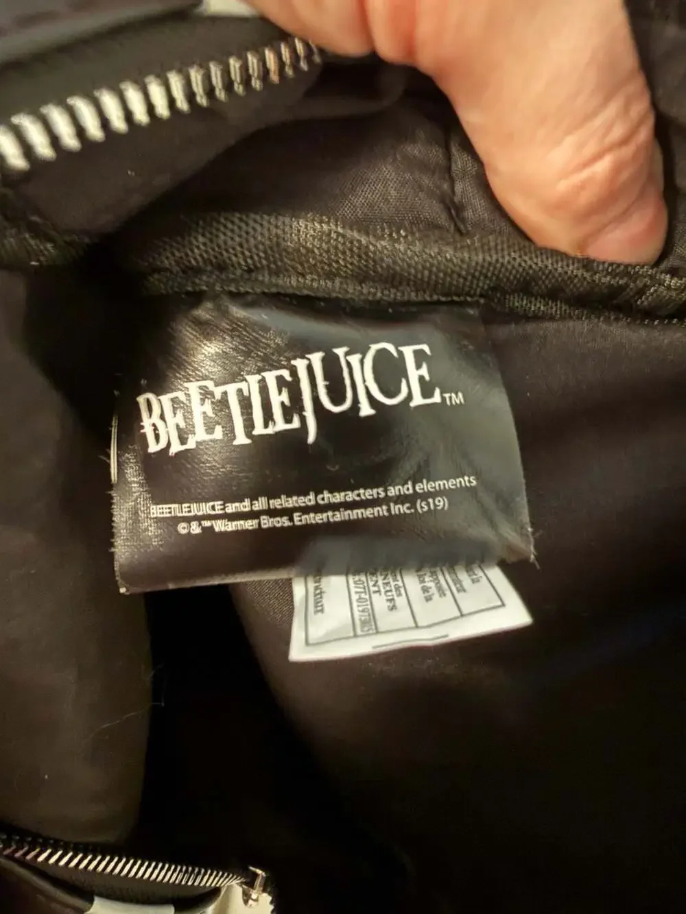 Beetlejuice Black and White Striped Never Trust The Living Mini Backpack
